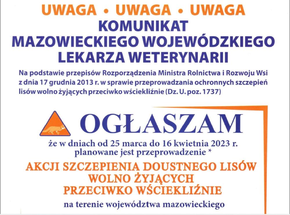 Akcja szczepienia lisów wolnożyjących